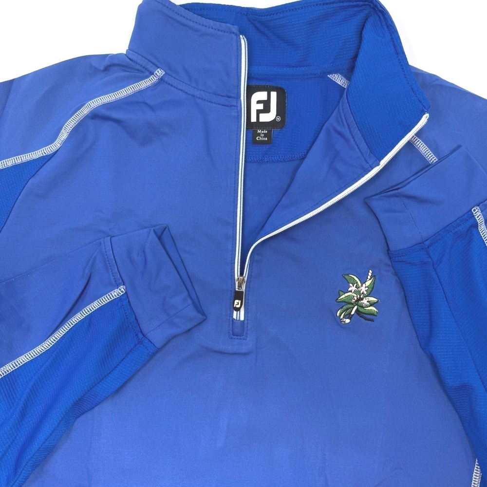 FootJoy Mens Medium Royal Blue 1/4 Zip Golf Pullover Embroidered Floral‎ Logo